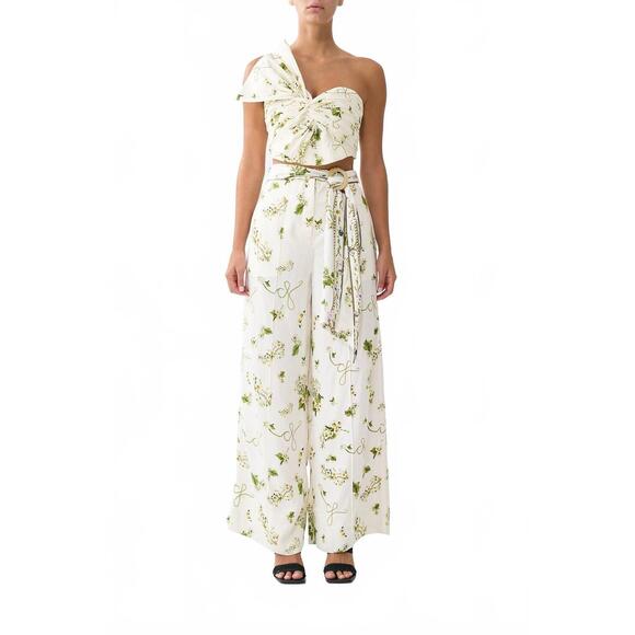 NEW CAMILLA botanical utopia scarf belt wide leg pant in botanical utopia